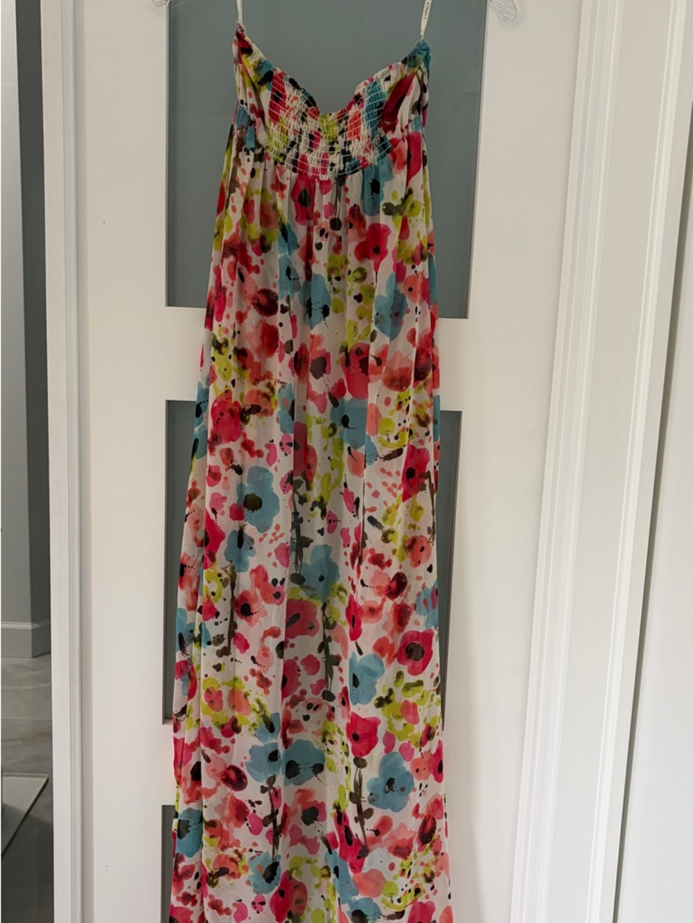 l*space Pink Blue Green Floral Maxi dress cover up for bathing suit